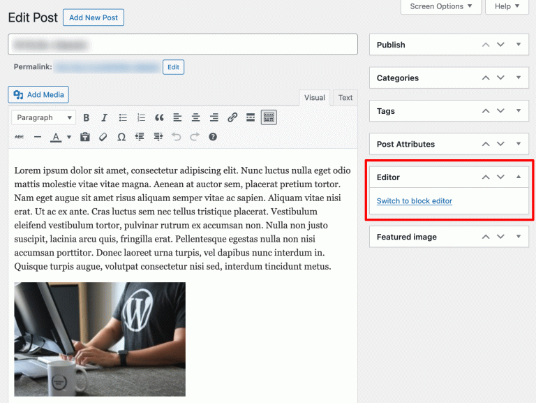 How to switch from the classic editor to the Gutenberg editor