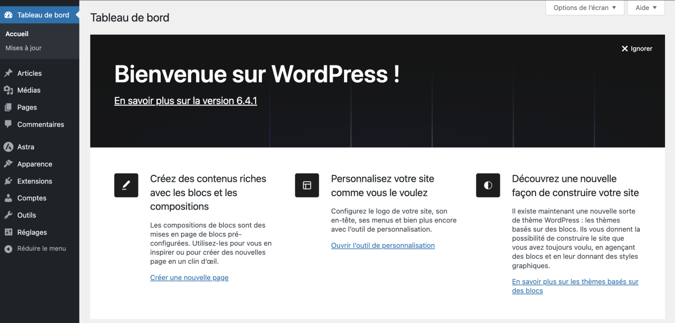 L'administrateur a tous les pouvoirs sur un site WordPress.