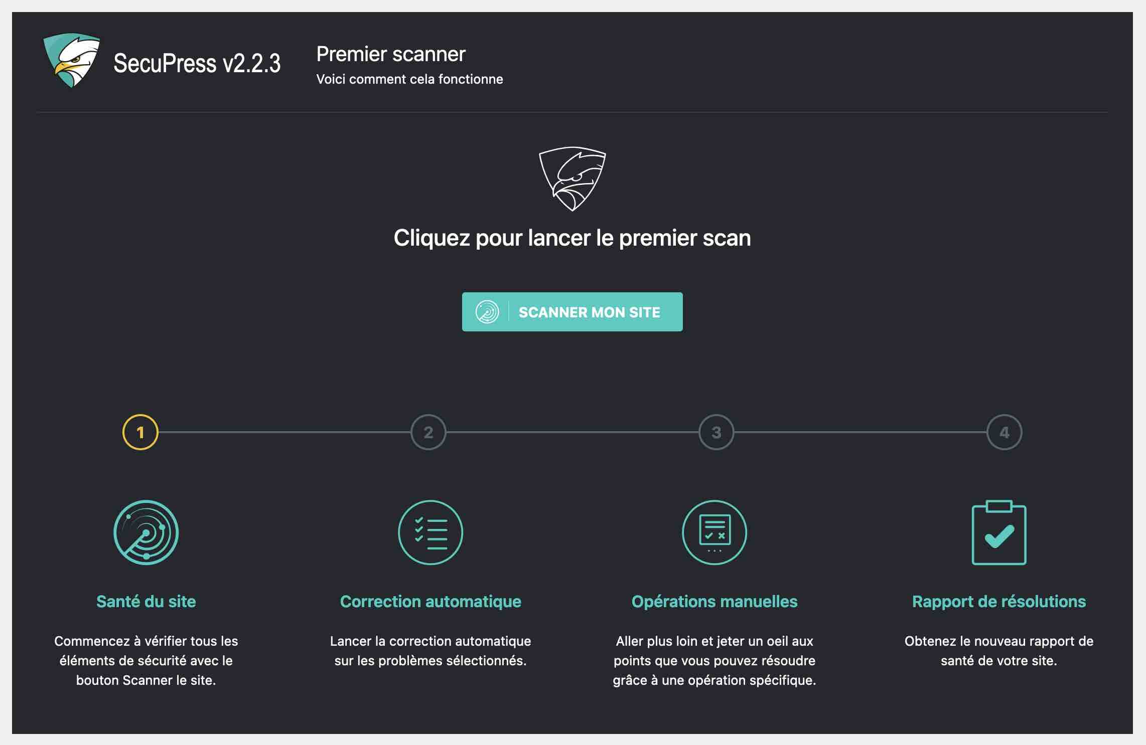 Le scanner du plugin WordPress made in France SecuPress.
