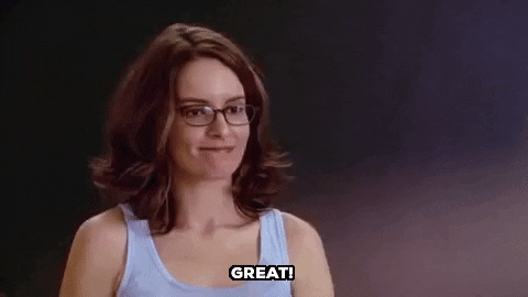 A woman says, "Great!"