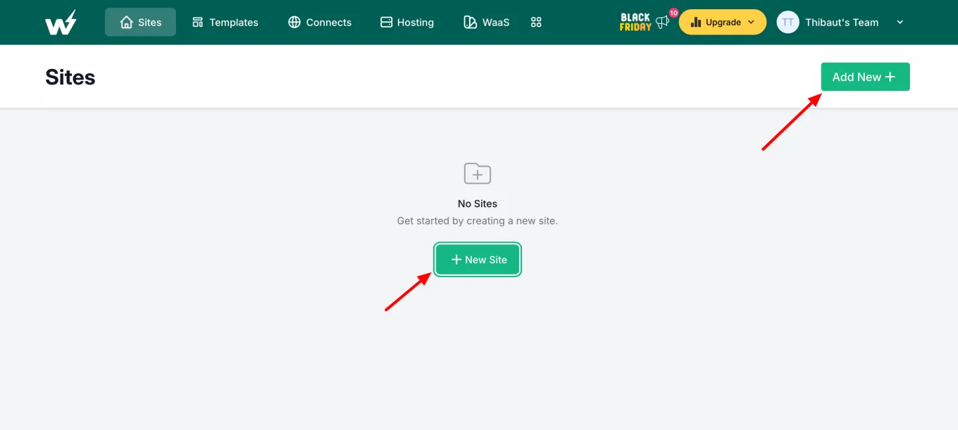 Adding a new site to InstaWP.