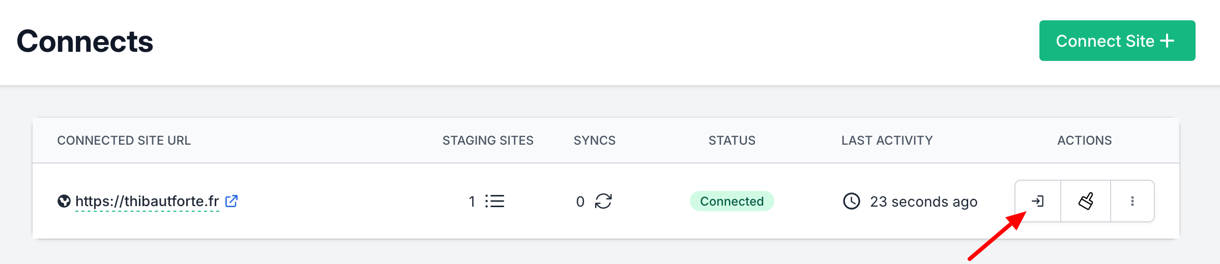 The InstaWP auto login button.