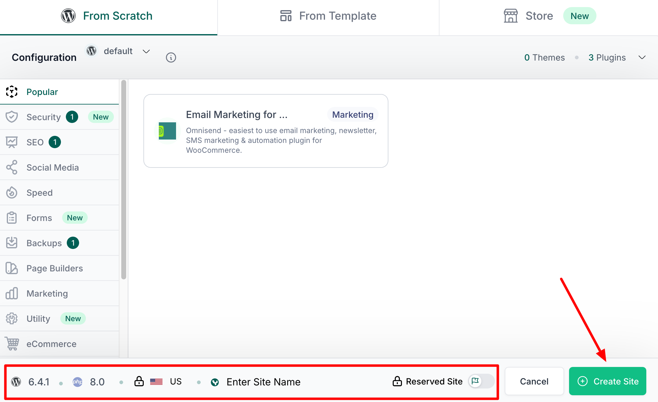 Creating your site with InstaWP.