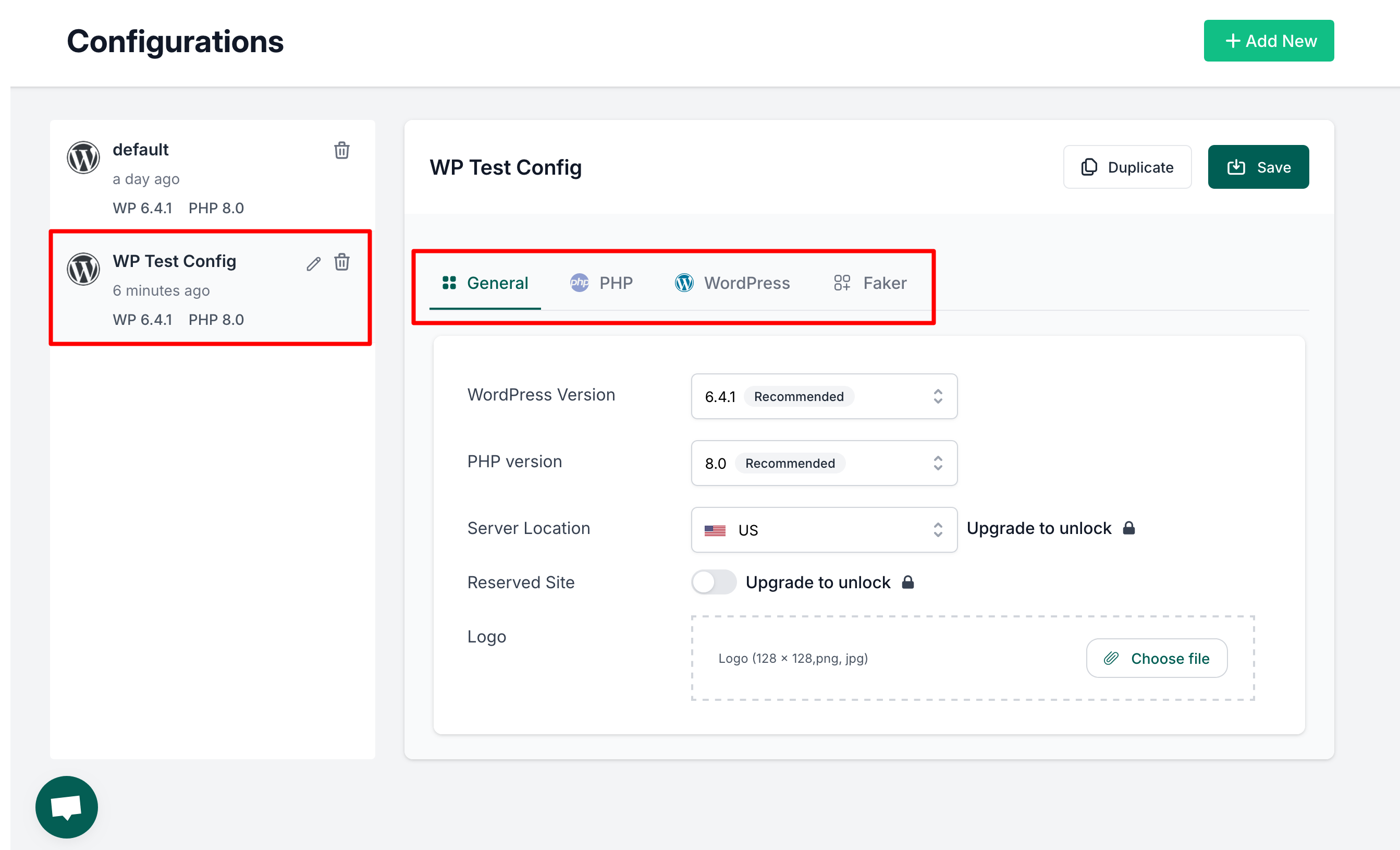 Customizing a new base configuration in InstaWP.