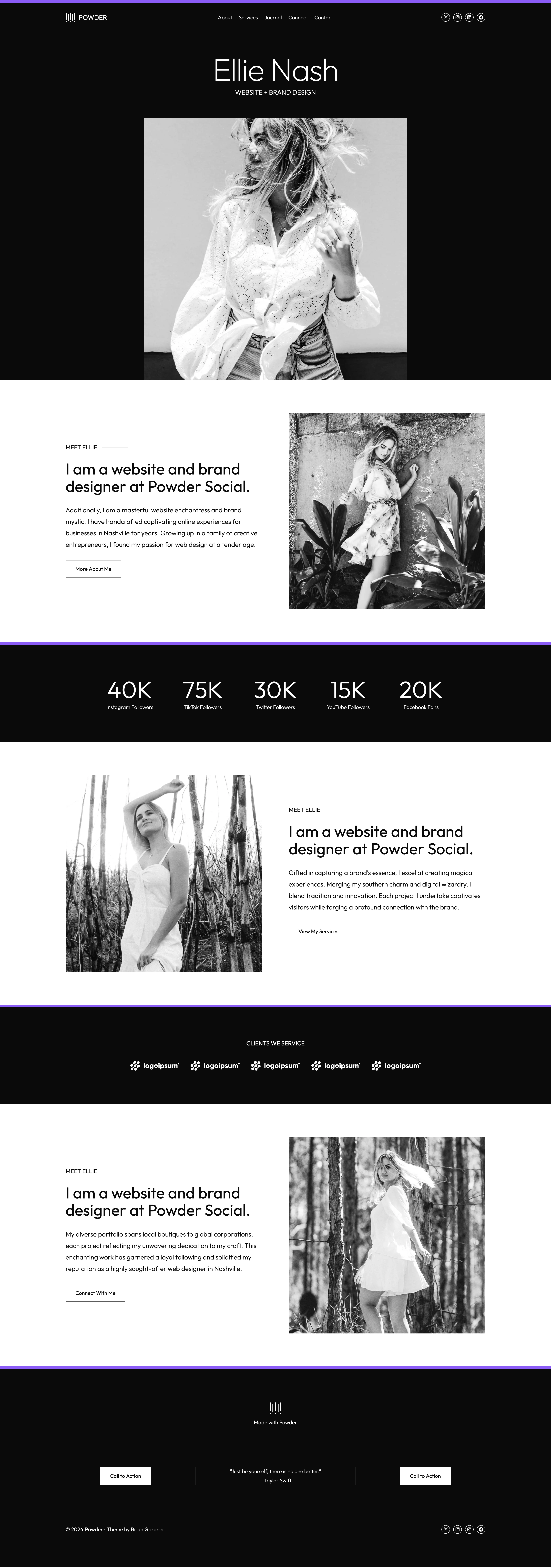 Page d’accueil de Powder Social.