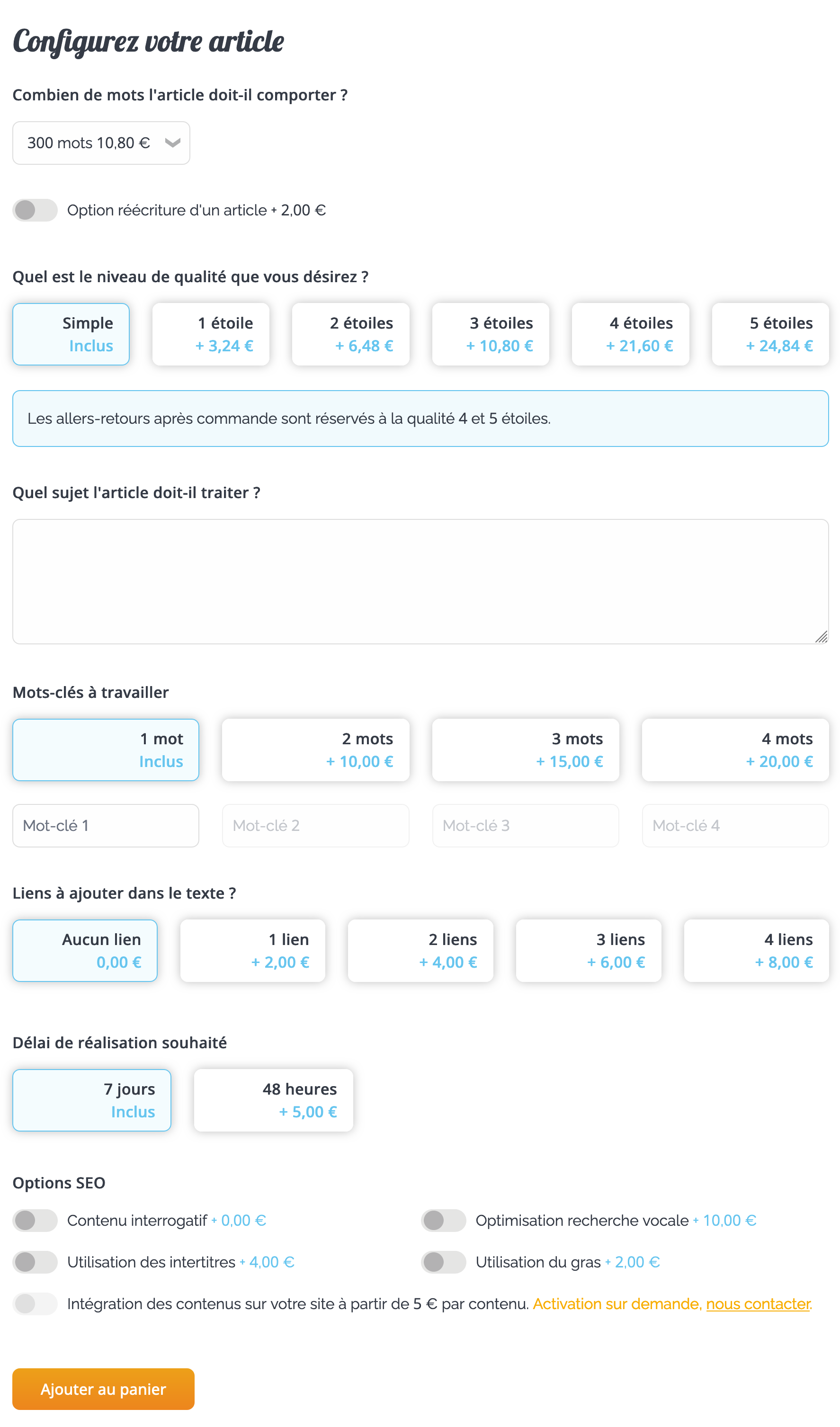Les options de rédaction proposées par Soumettre.fr.