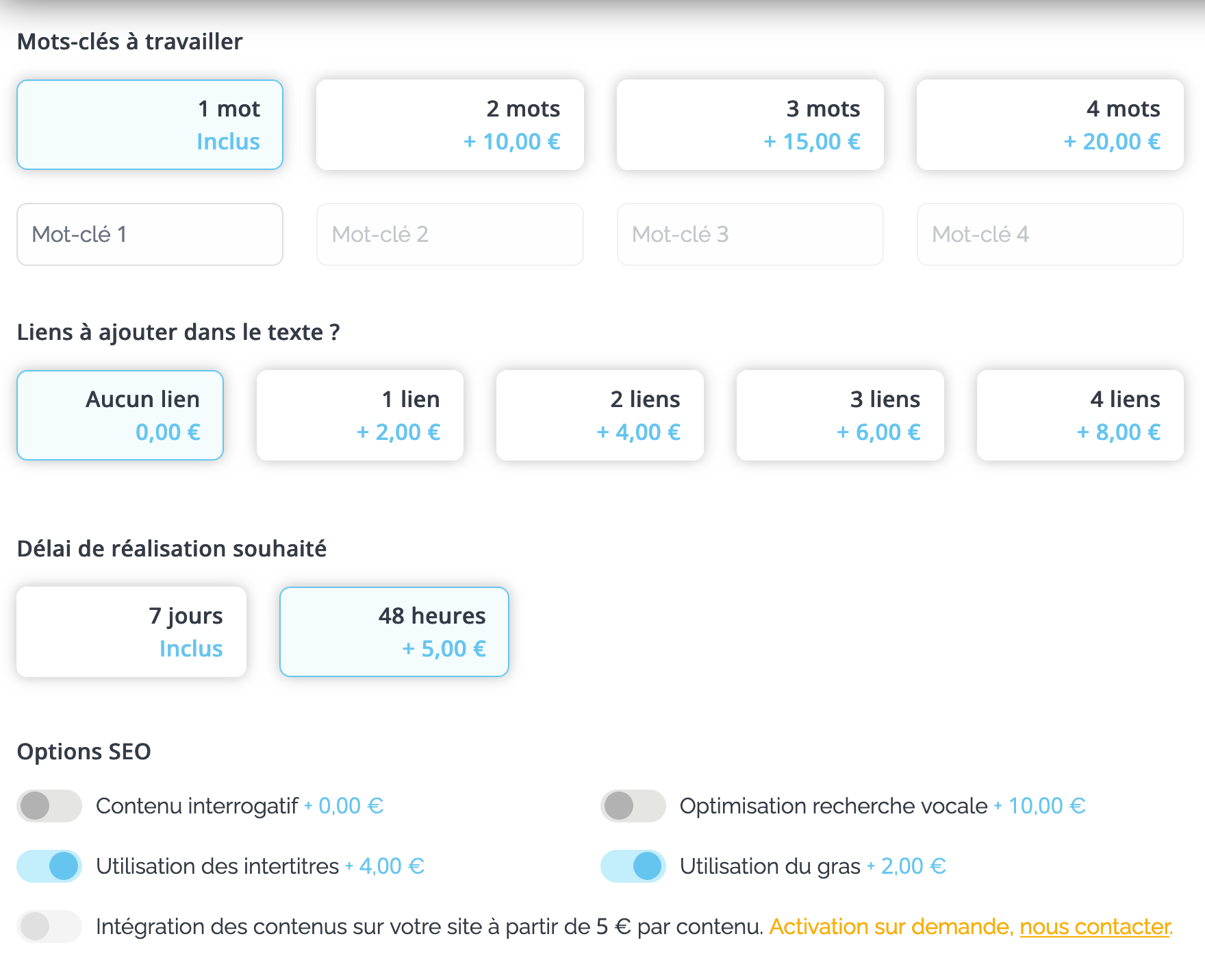 Quelques options de personnalisation pour le service de rédaction de Soumettre.fr.
