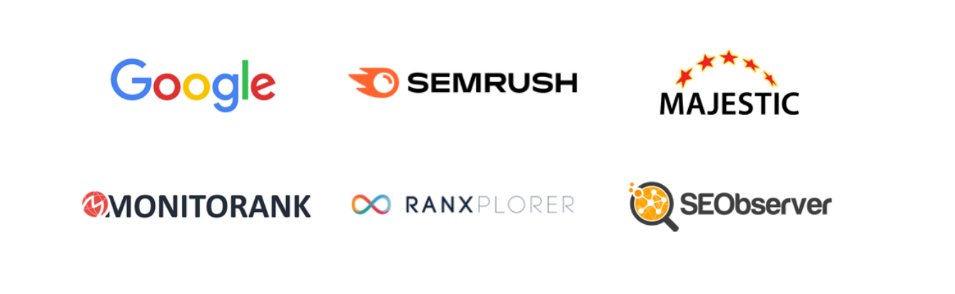 Logos des outils utilisés par Semjuice pour évaluer son JuiceFlow.