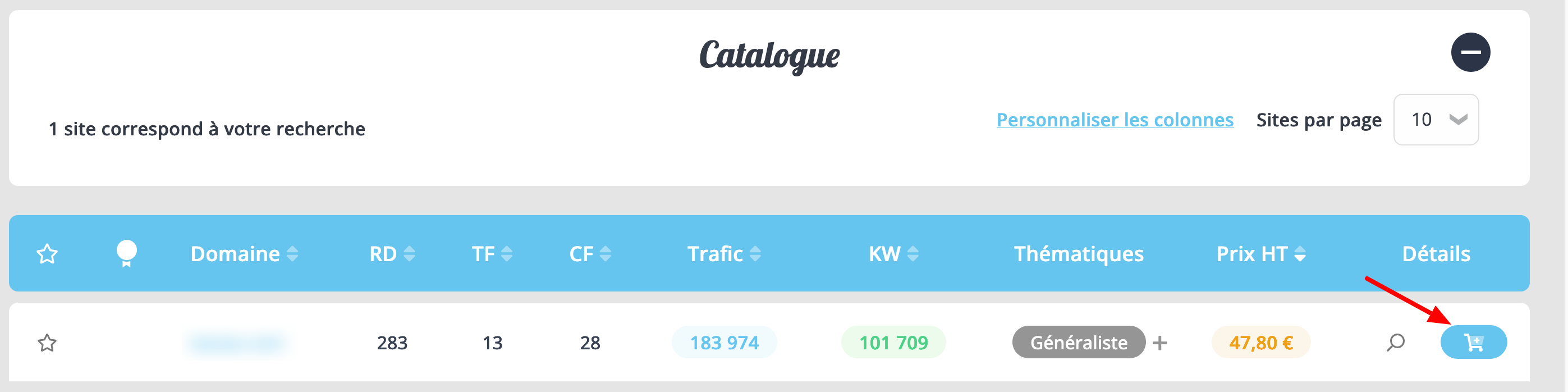 Résultat de la recherche sur catalogue avec Soumettre.