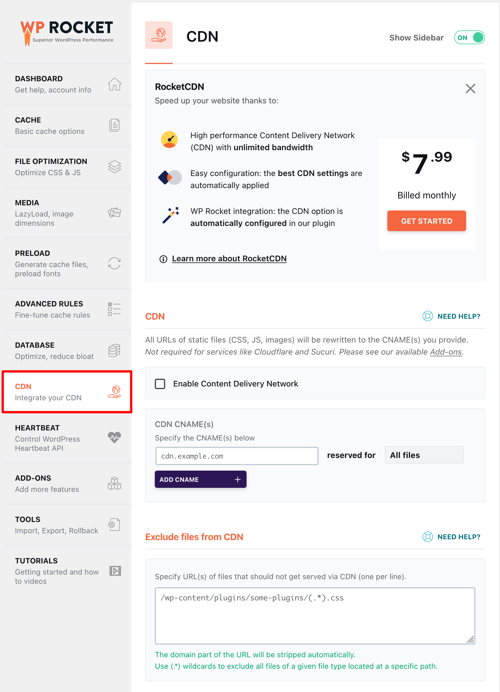 WP Rocket enables you to integrate your CDN.