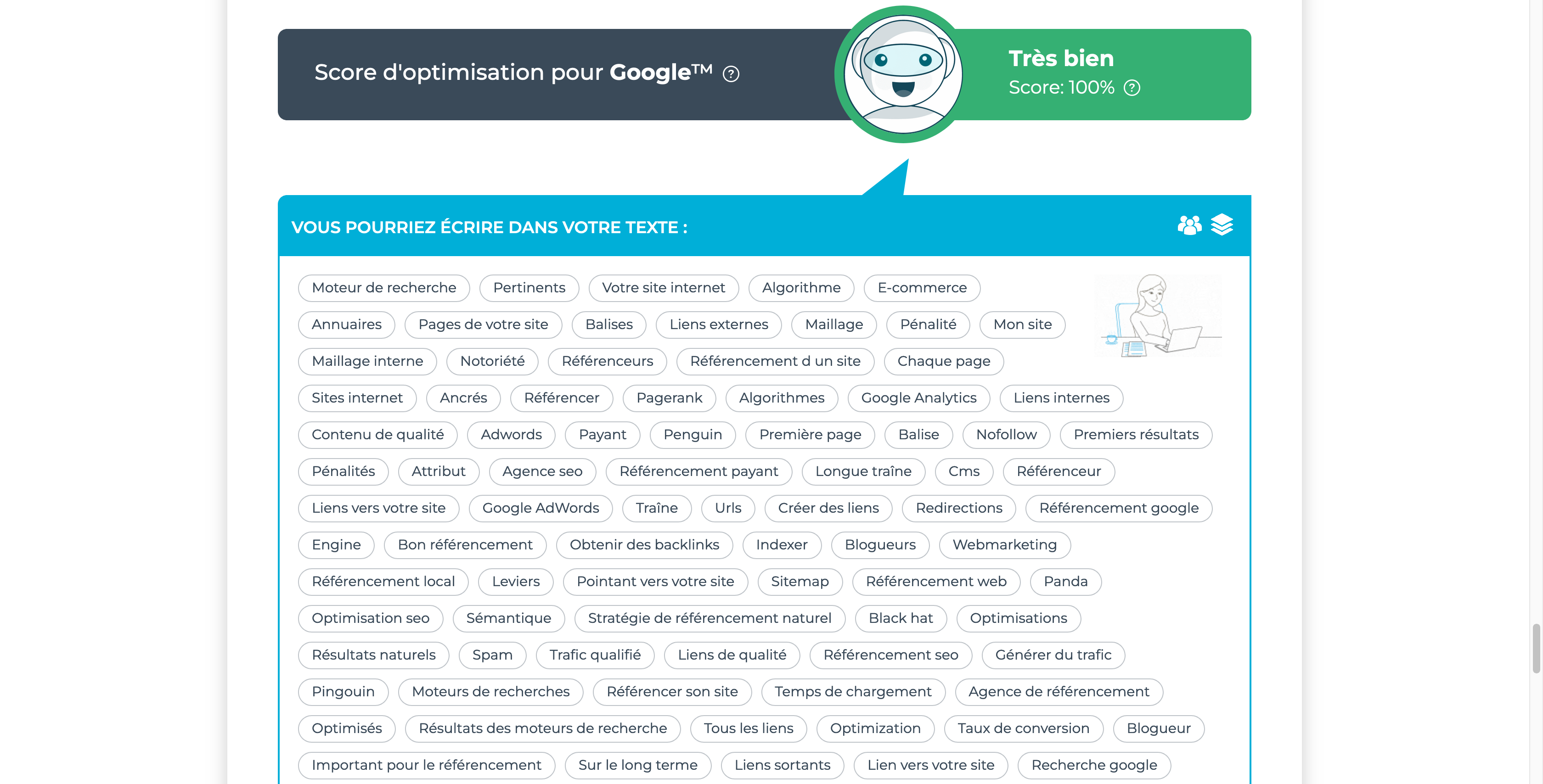 Un score d'optimisation sémantique sur l'outil 1.fr.