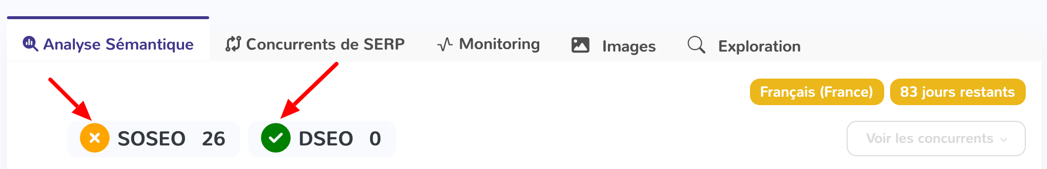 Un code couleur est associé à chaque score.