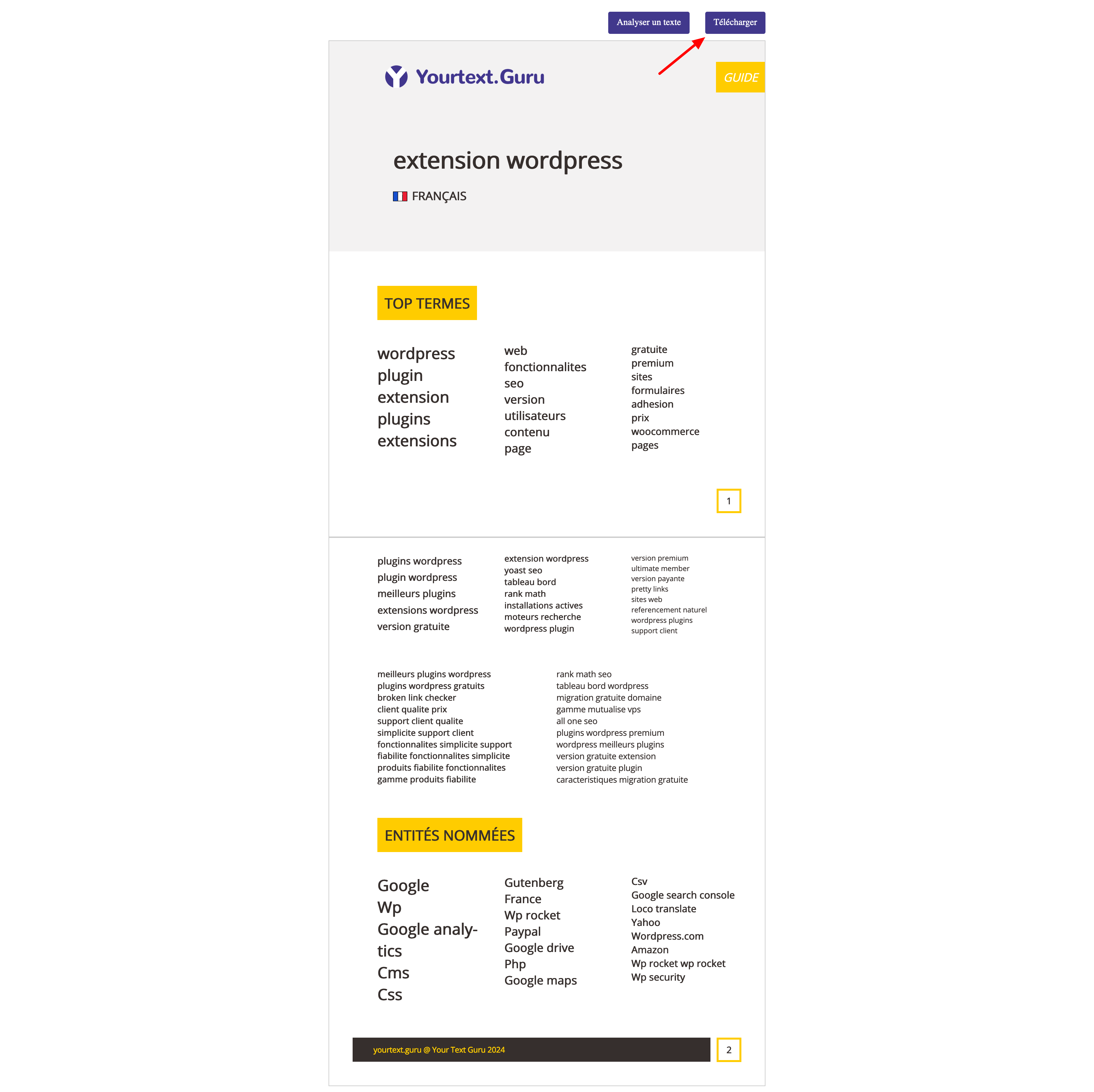 Un guide premium YourTextGuru peut être téléchargé au format PDF.