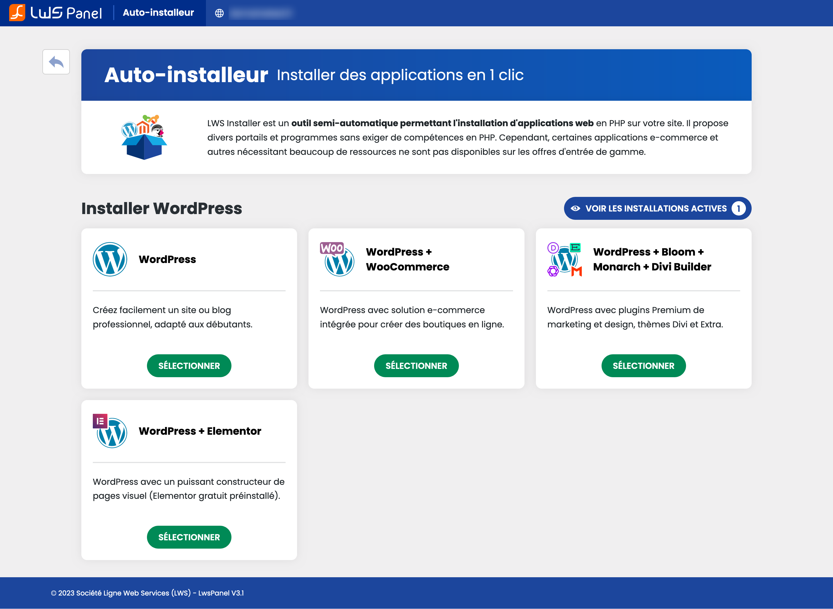 L'auto-installeur du LWS Panel.