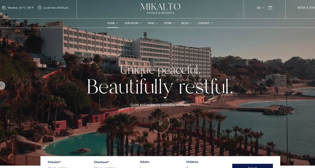 Site web design pour un hôtel