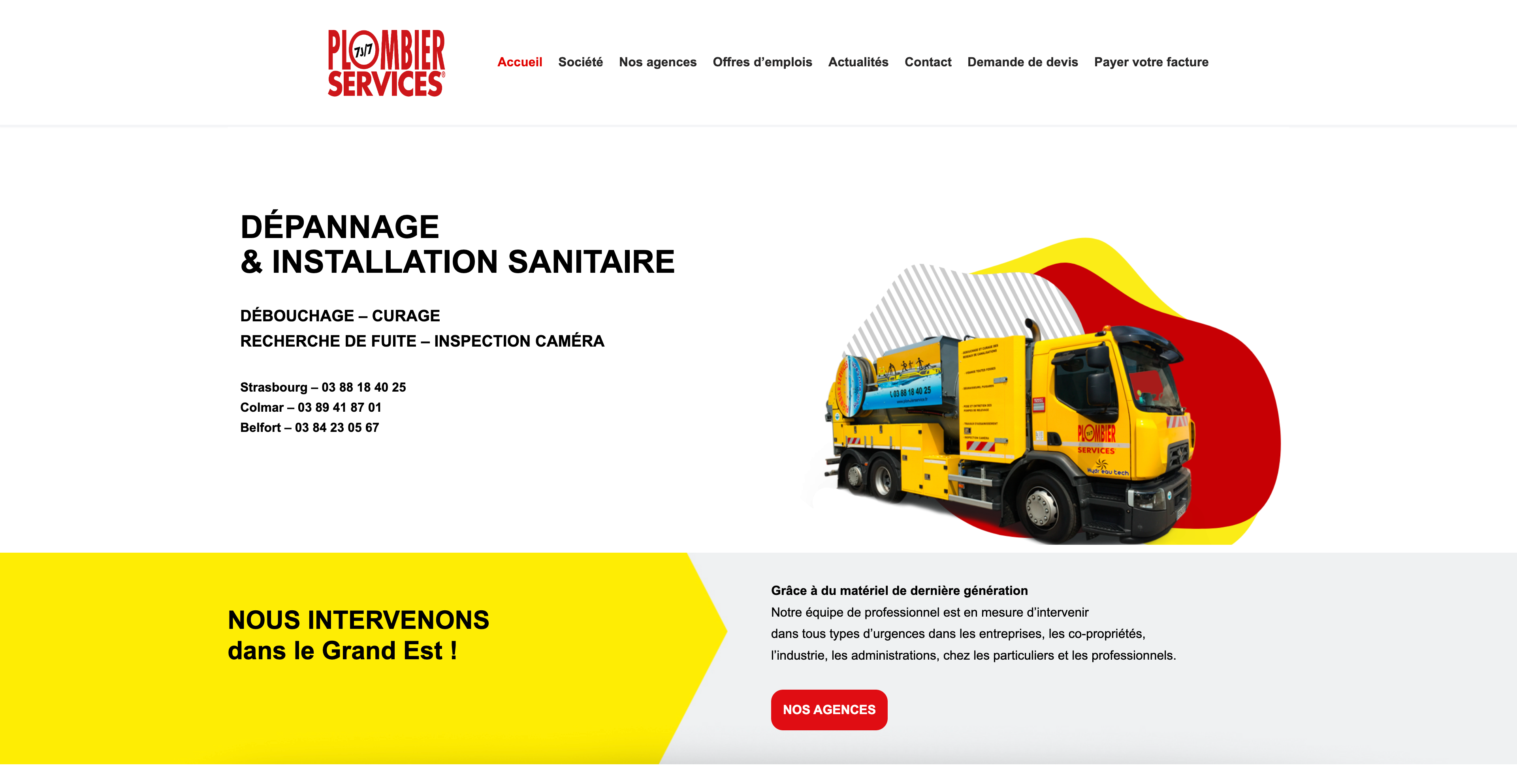 Le site internet de Plombier Services.