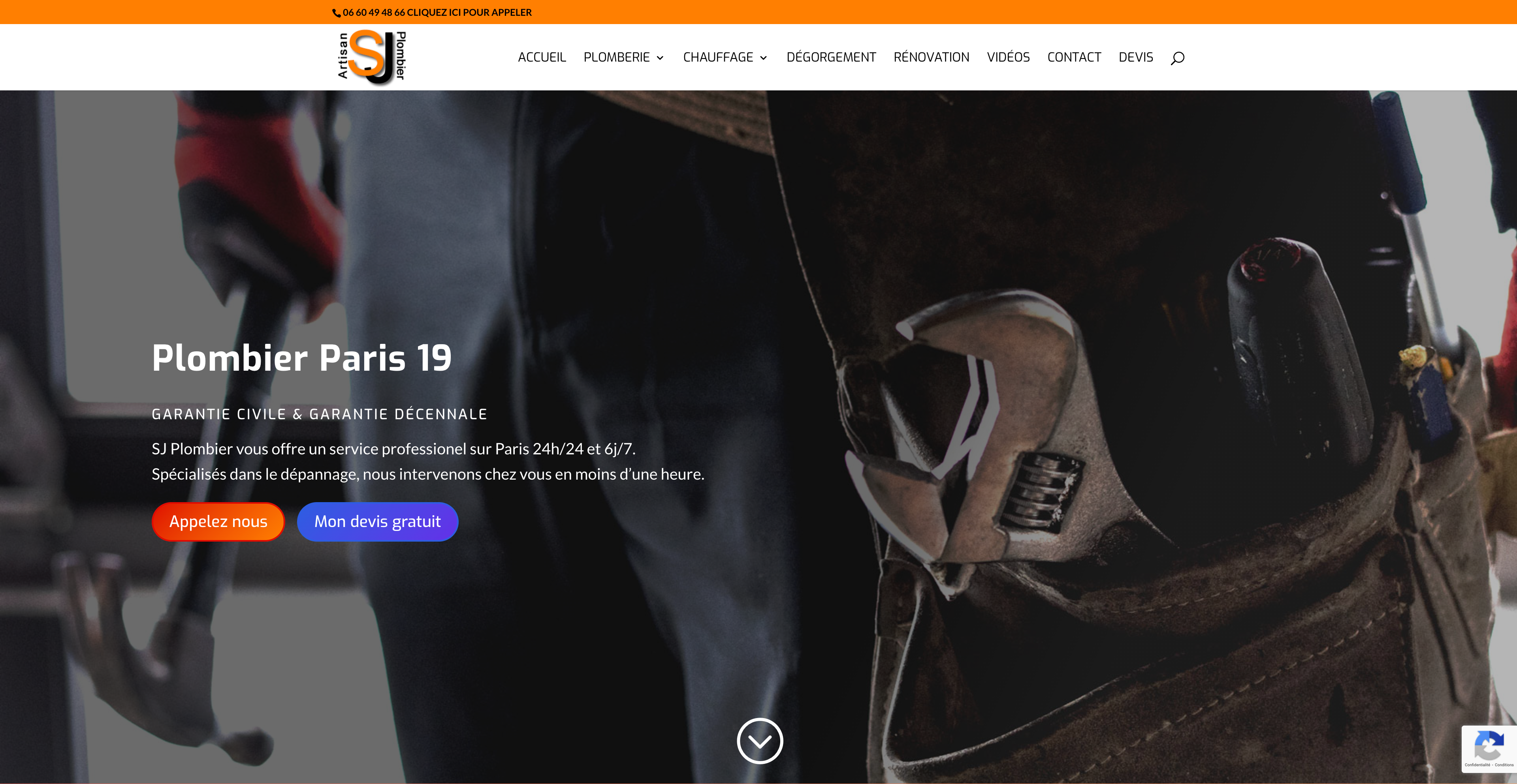 Le site internet de SJ Plombier.