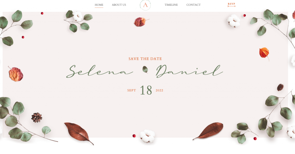 Exemple de site de mariage minimaliste