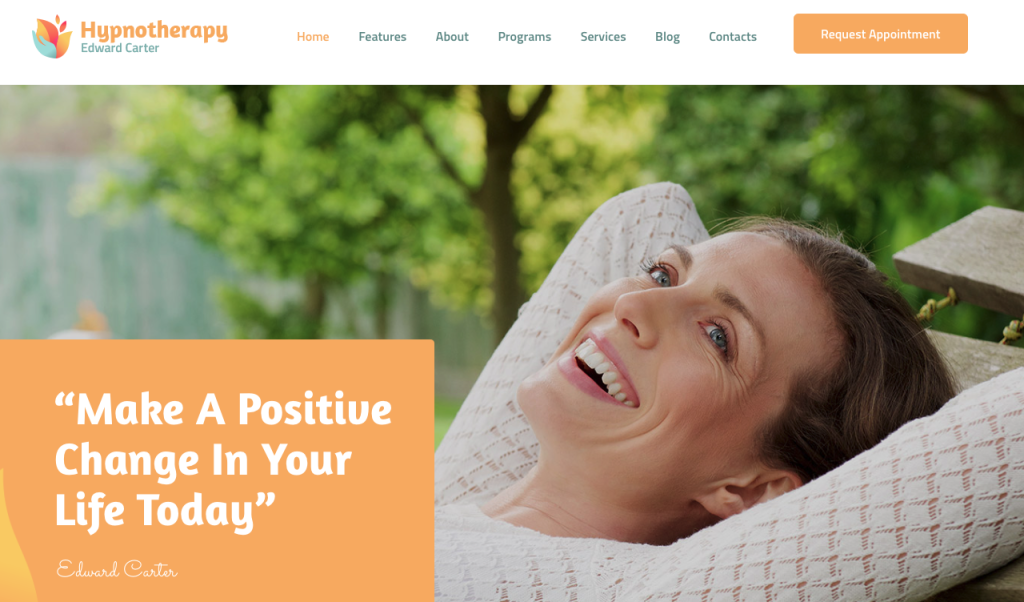 Exemple de site web d'hypnothérapeute