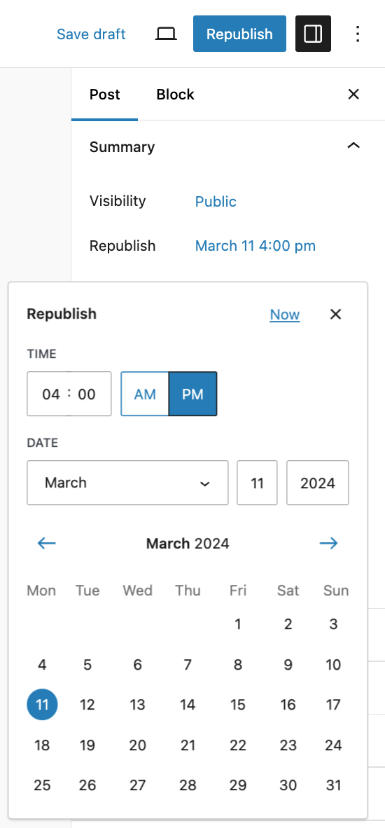 With Yoast Duplicate Post, you can schedule the republishing of a WordPress post.
