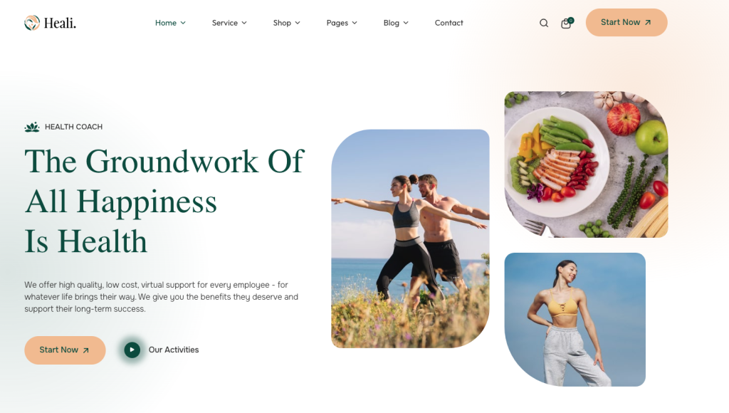 Exemple de site web pour un coach santé et hygiène de vie