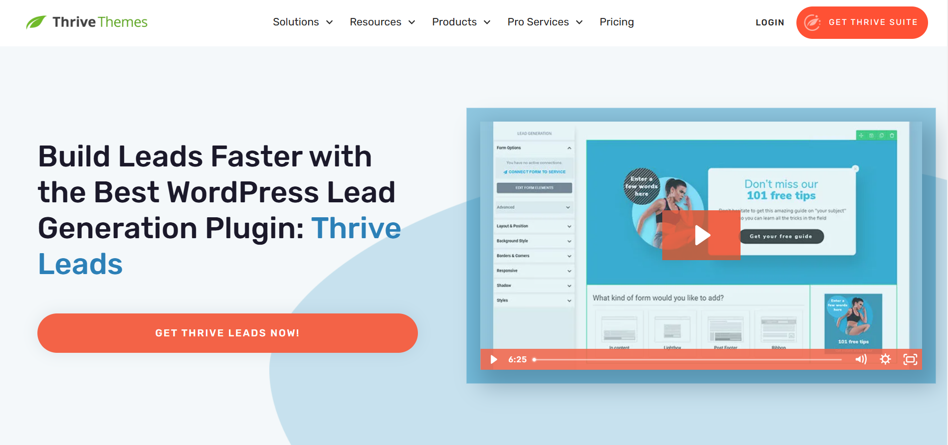 The Thrive Leads page on the Thrive Themes website.