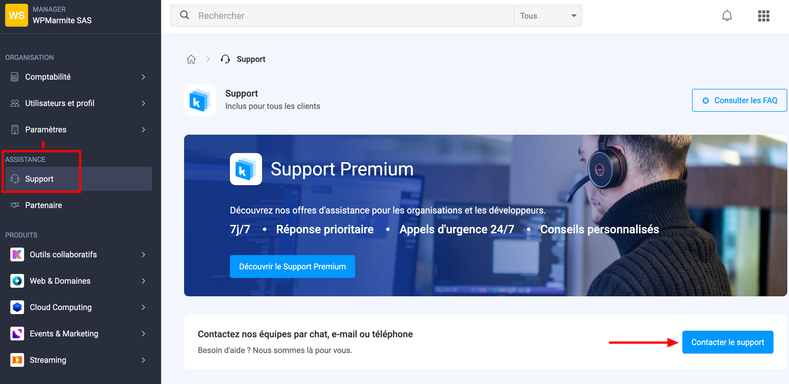 Infomaniak dispose d'un service de support dédié.