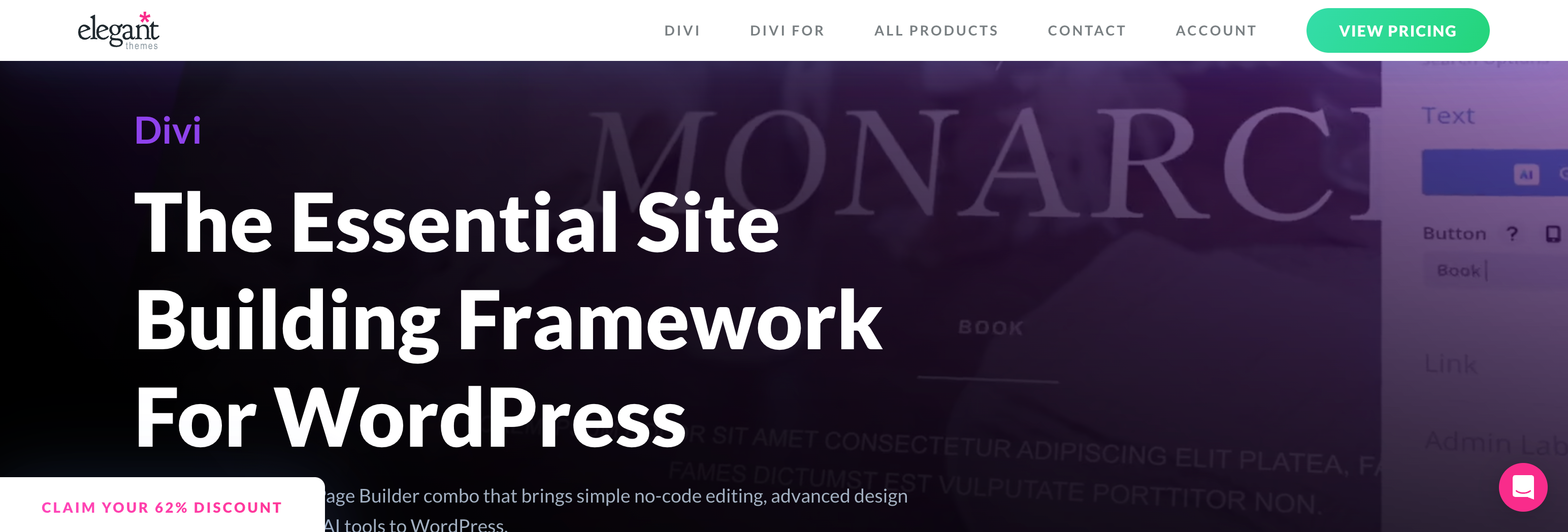 Screen capture of the Divi Builder home page.