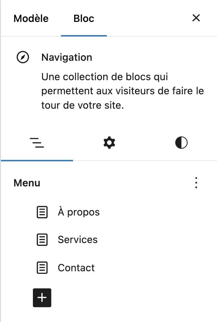 Gestion d'un menu sur WordPress via le bloc Navigation.
