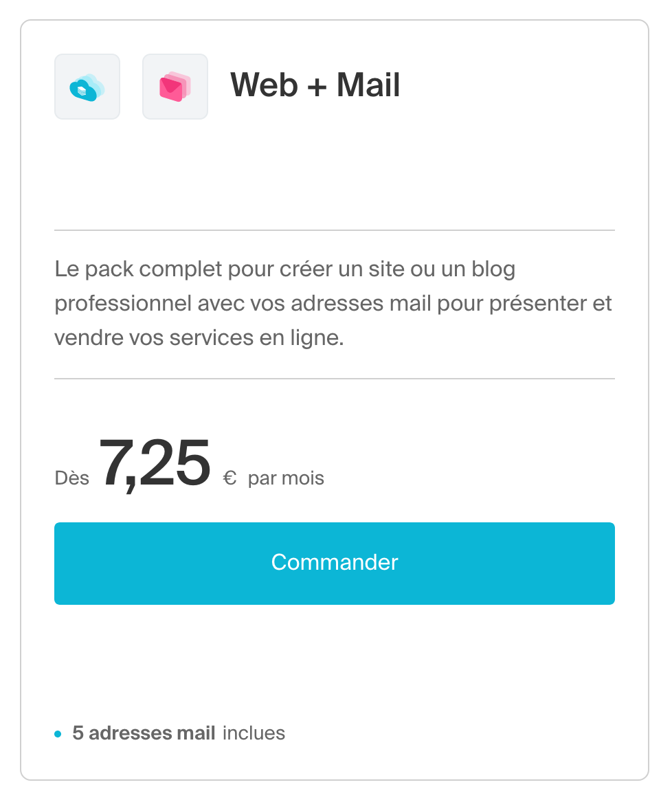 L'hébergement web + mail d'Infomaniak.