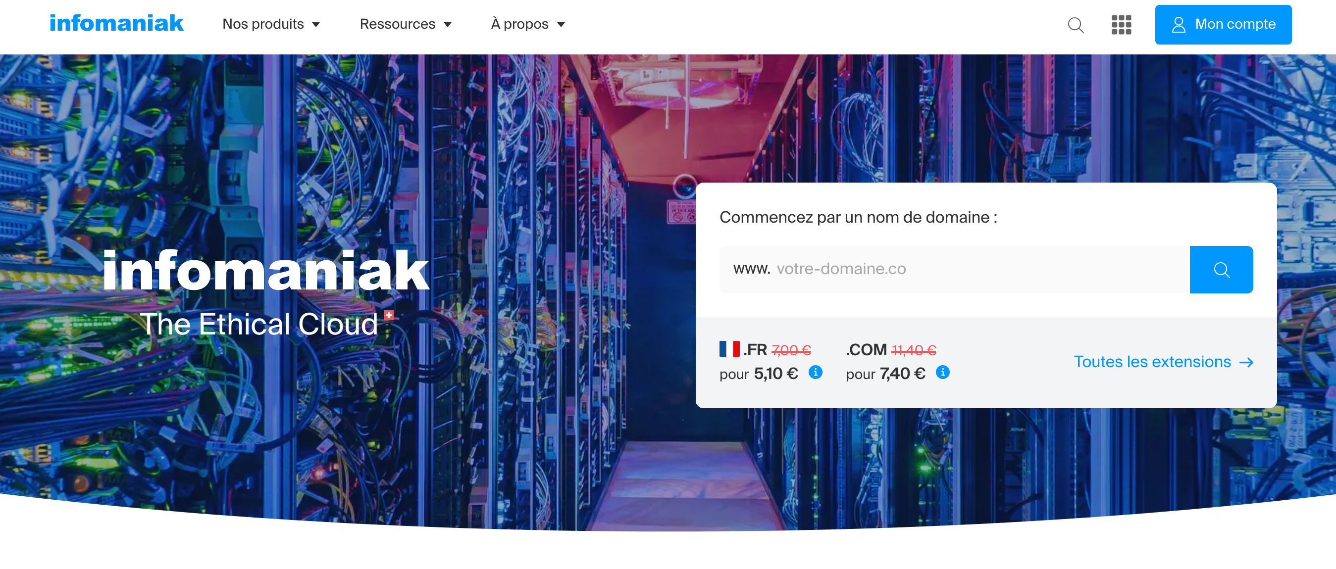 Infomaniak est un hébergeur web éthique.