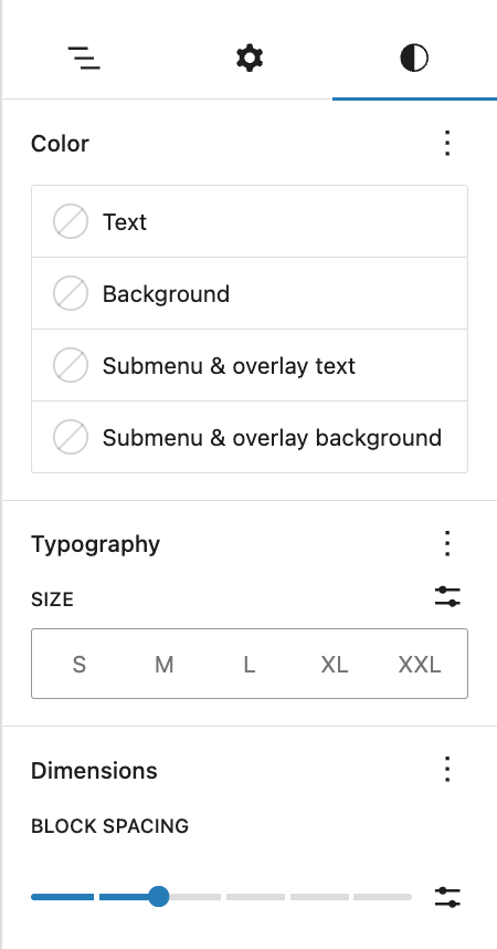 The "Styles" tab in the Navigation block.