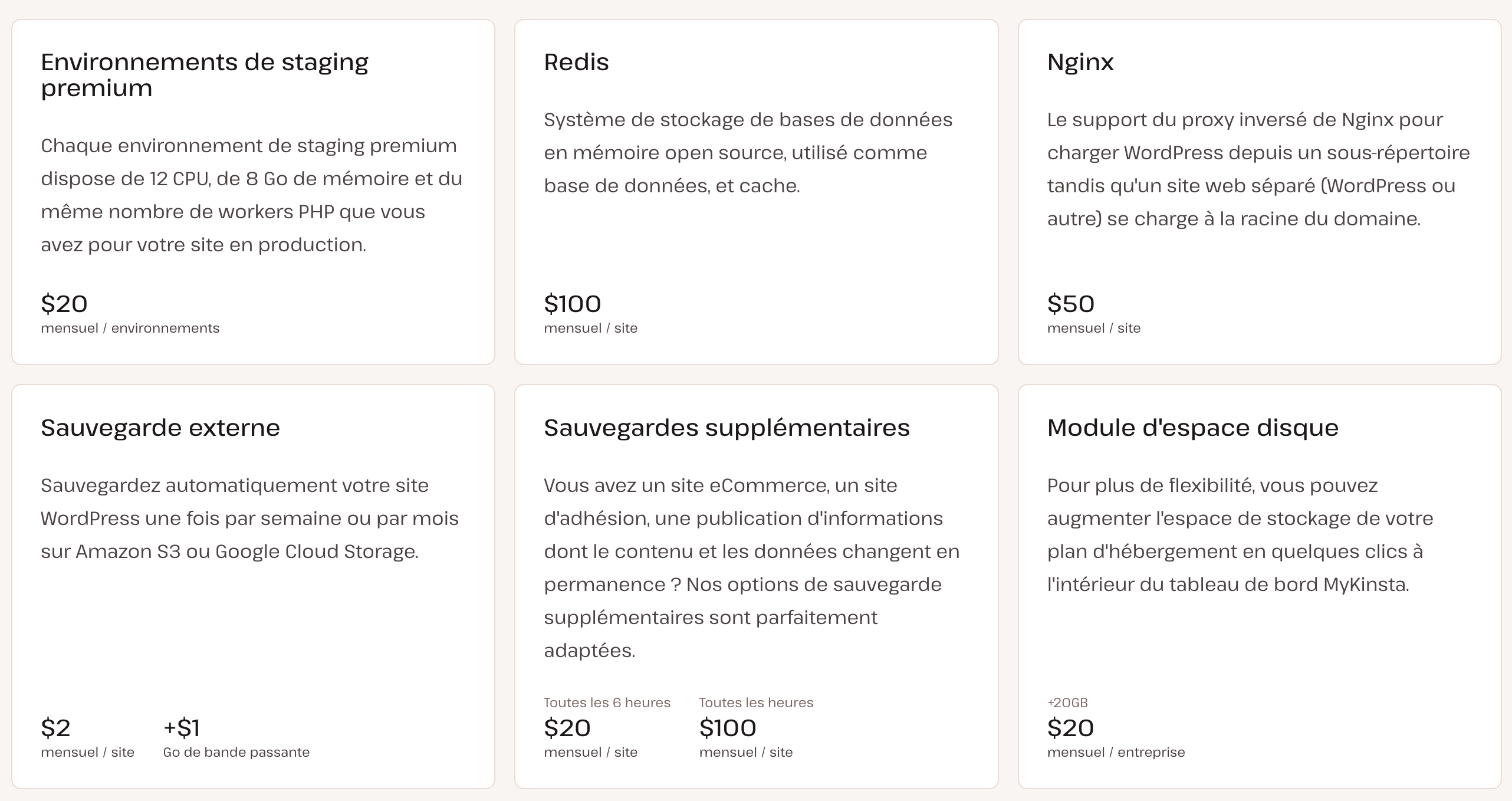Contenus premium proposés par l'hébergeur Kinsta.
