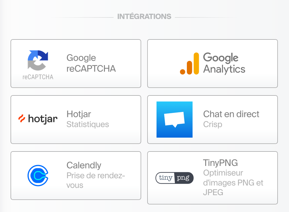 Le Site Creator d'Infomaniak s'intègre à différents outils.