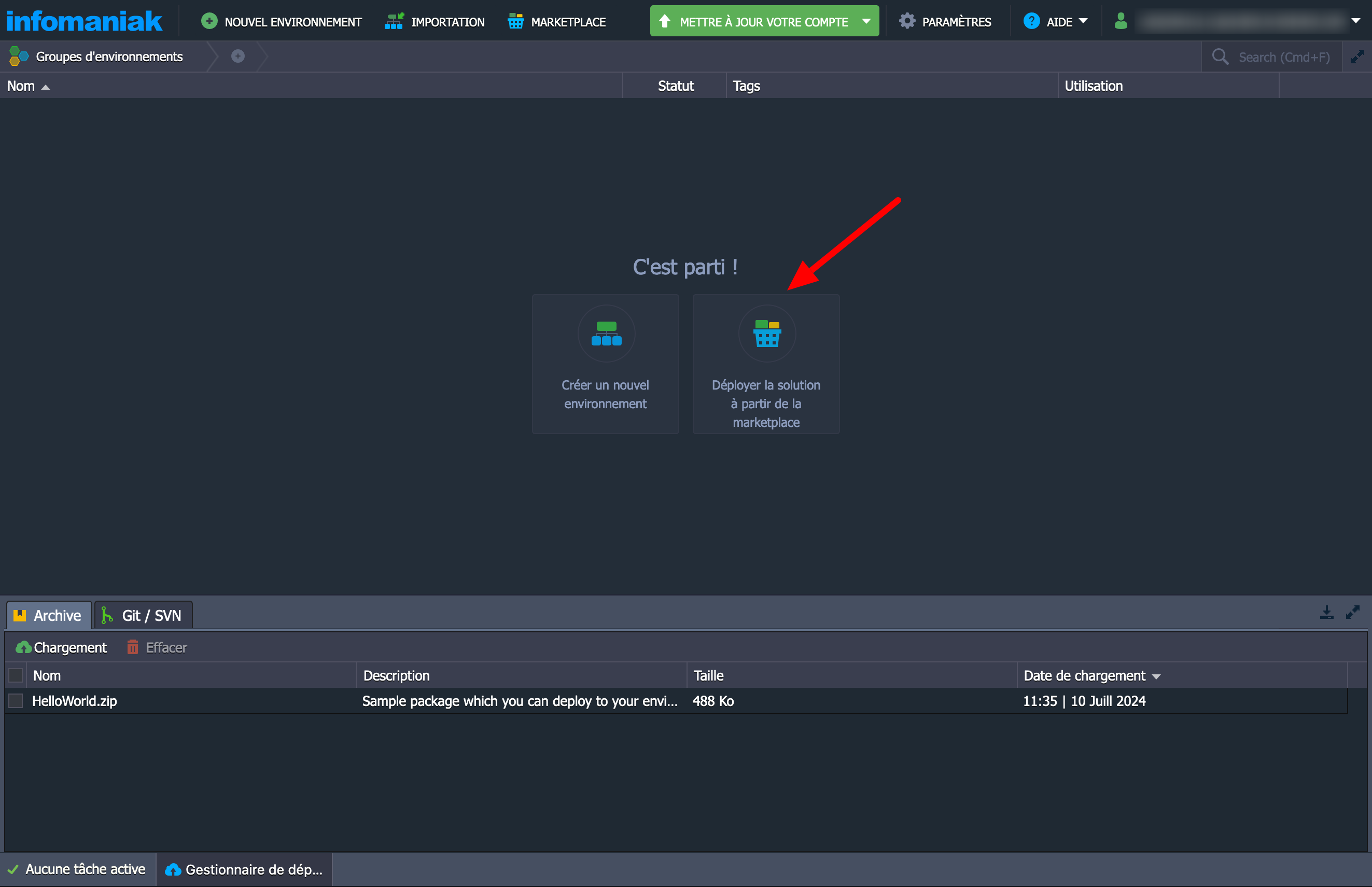 déploiement de la solution Jelastic Cloud d'Infomaniak.