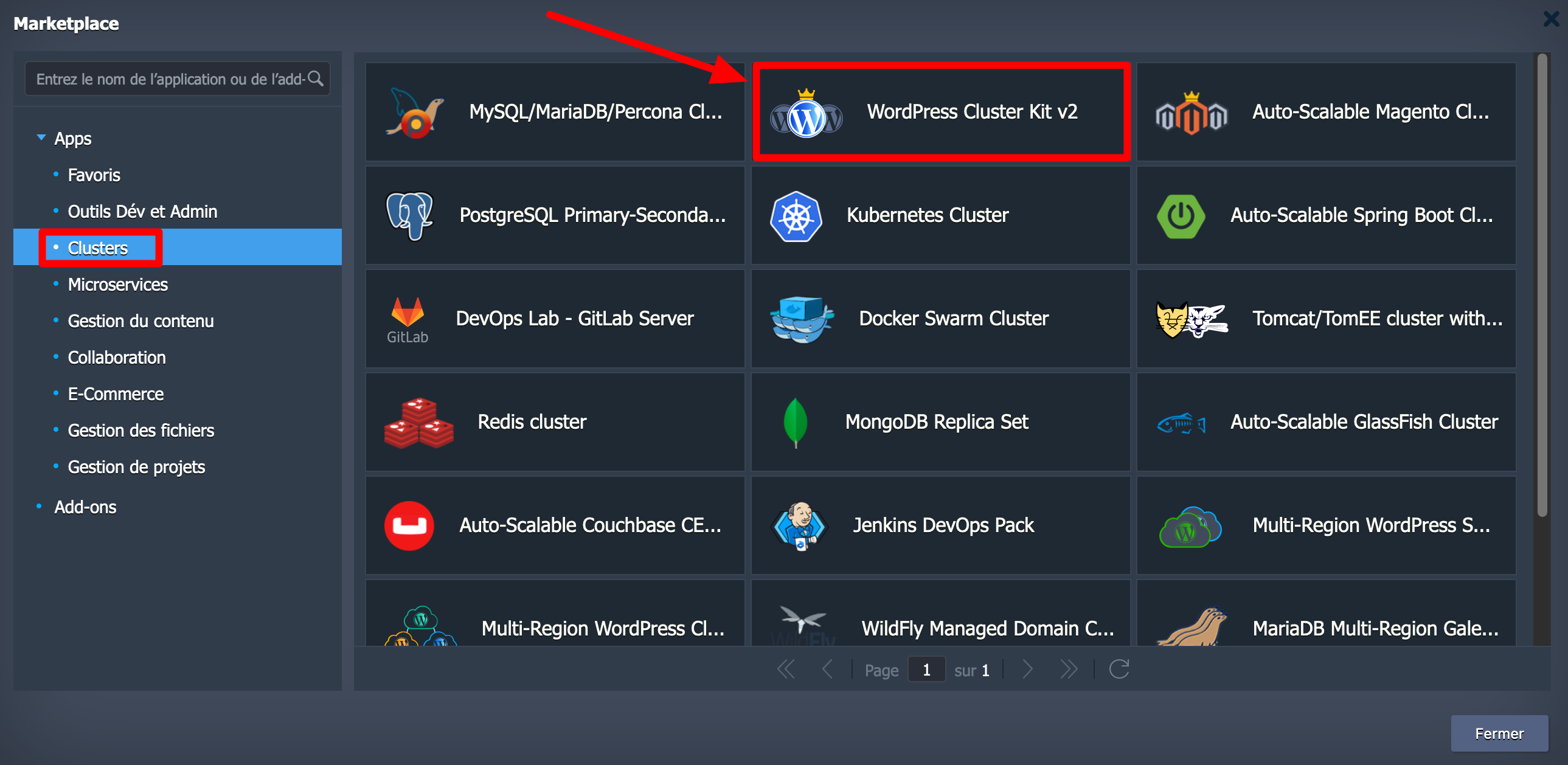 Ajout d'un site WordPress en cluster sur Jelastic Cloud.
