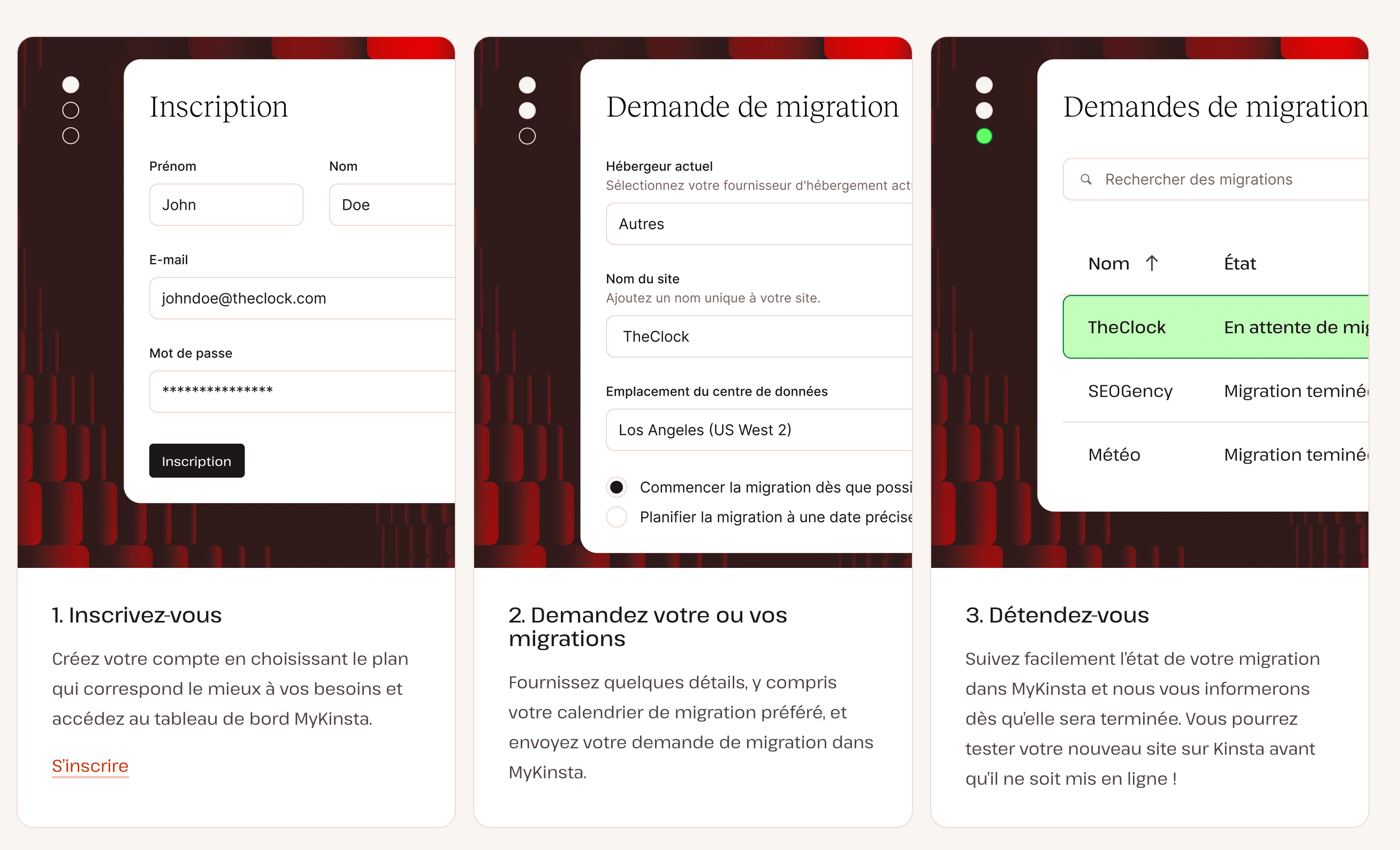 L'hébergeur WordPress Kinsta effectue des migrations gratuites.