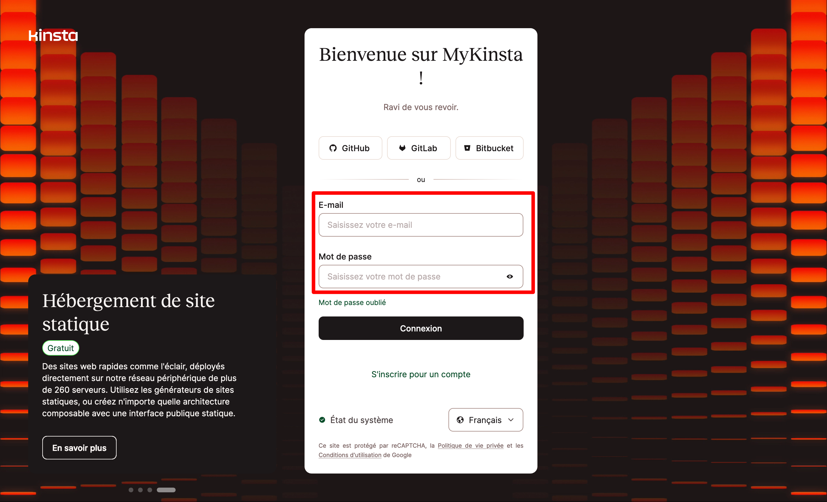 Connexion au tableau de bord MyKinsta.