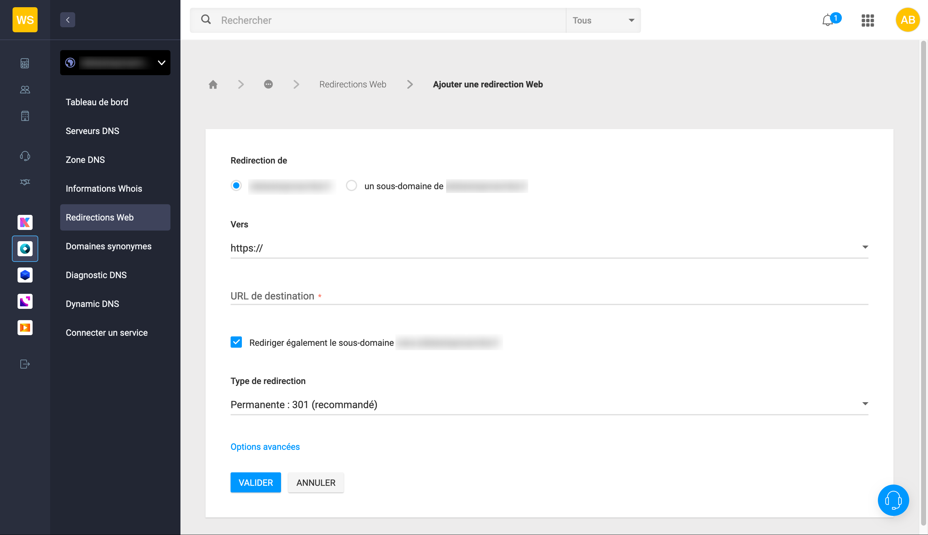 L'Infomaniak Manager permet d'ajouter des redirections web facilement.