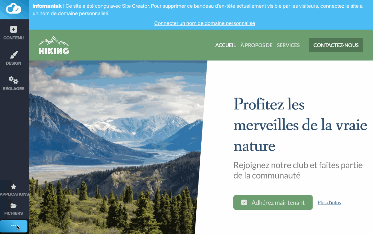 Réglages du responsive avec le Site Creator d'Infomaniak.