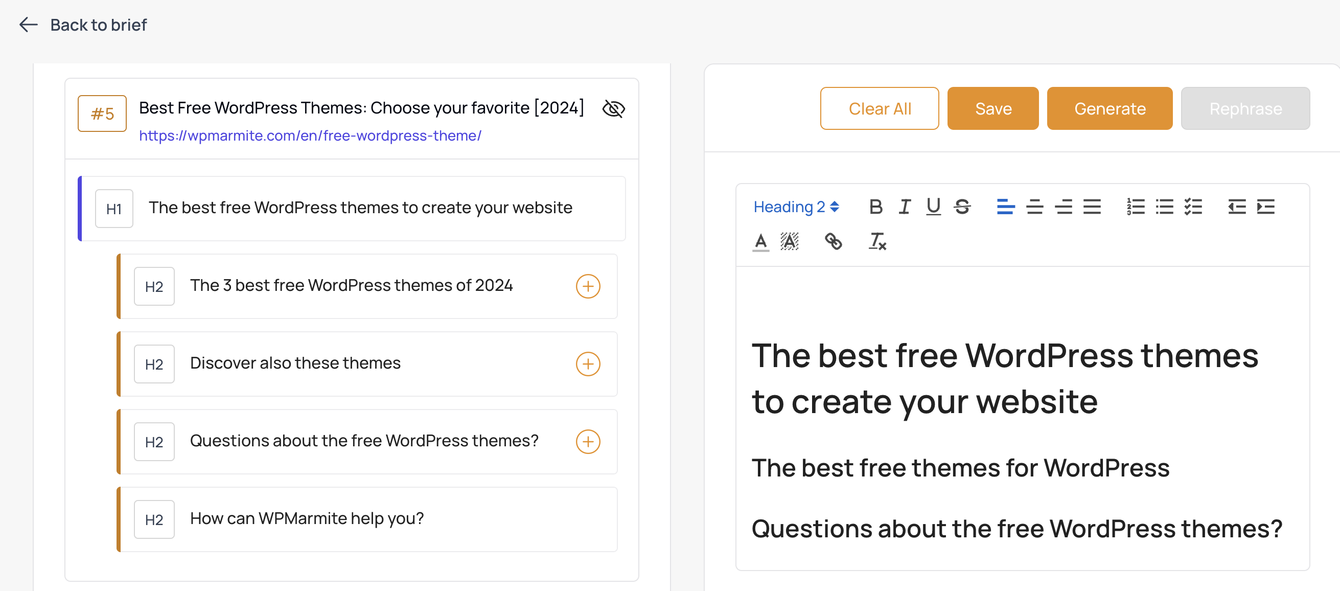 Add headings to your article outline.