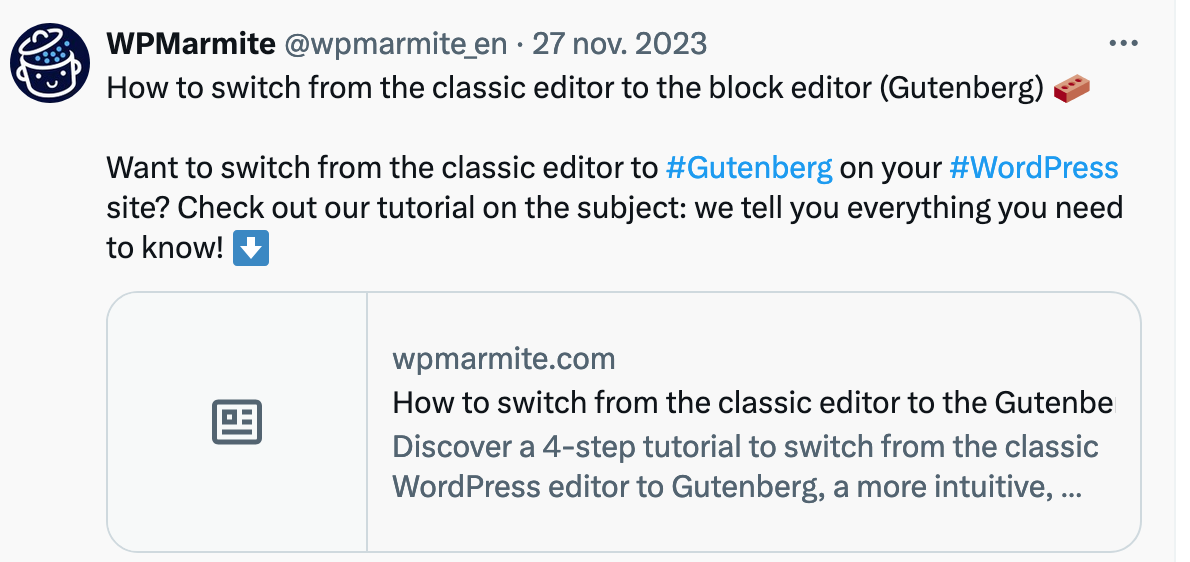 Sharing a blog post on WPMarmite's X account.