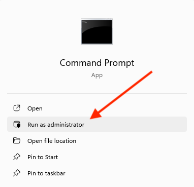 Run command prompt as an administrator in Windows.