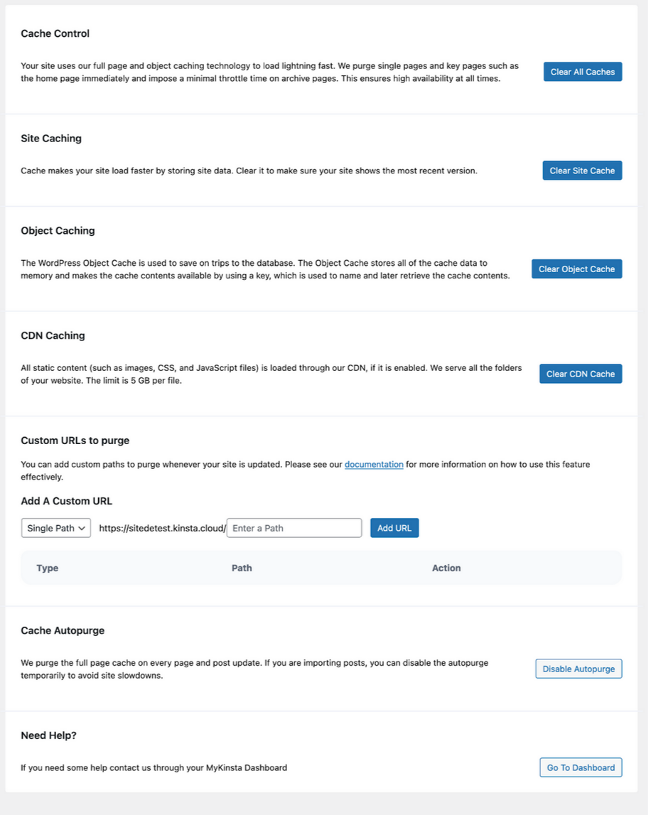 Kinsta offers a variety of caching options for your site.