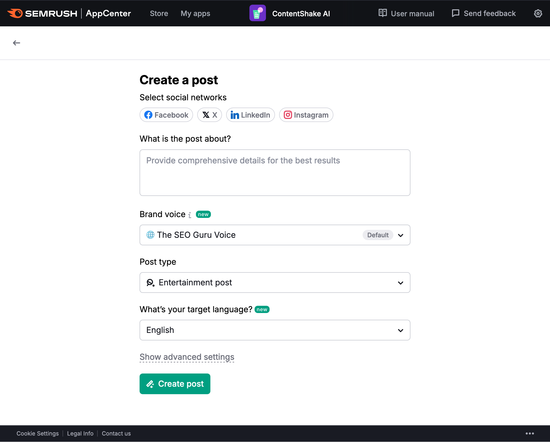 ContentShake AI can help you create social media posts.