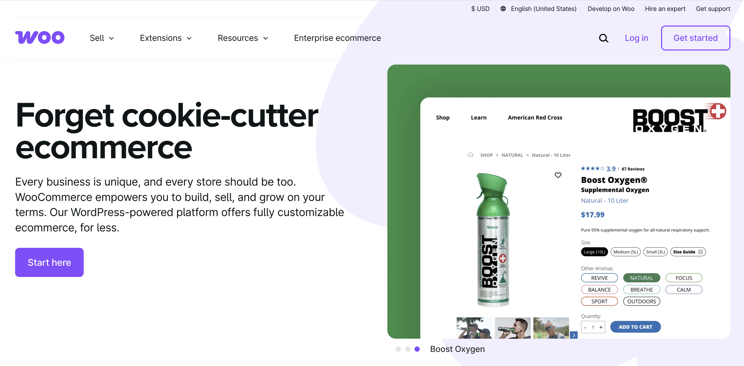 The WooCommerce homepage.