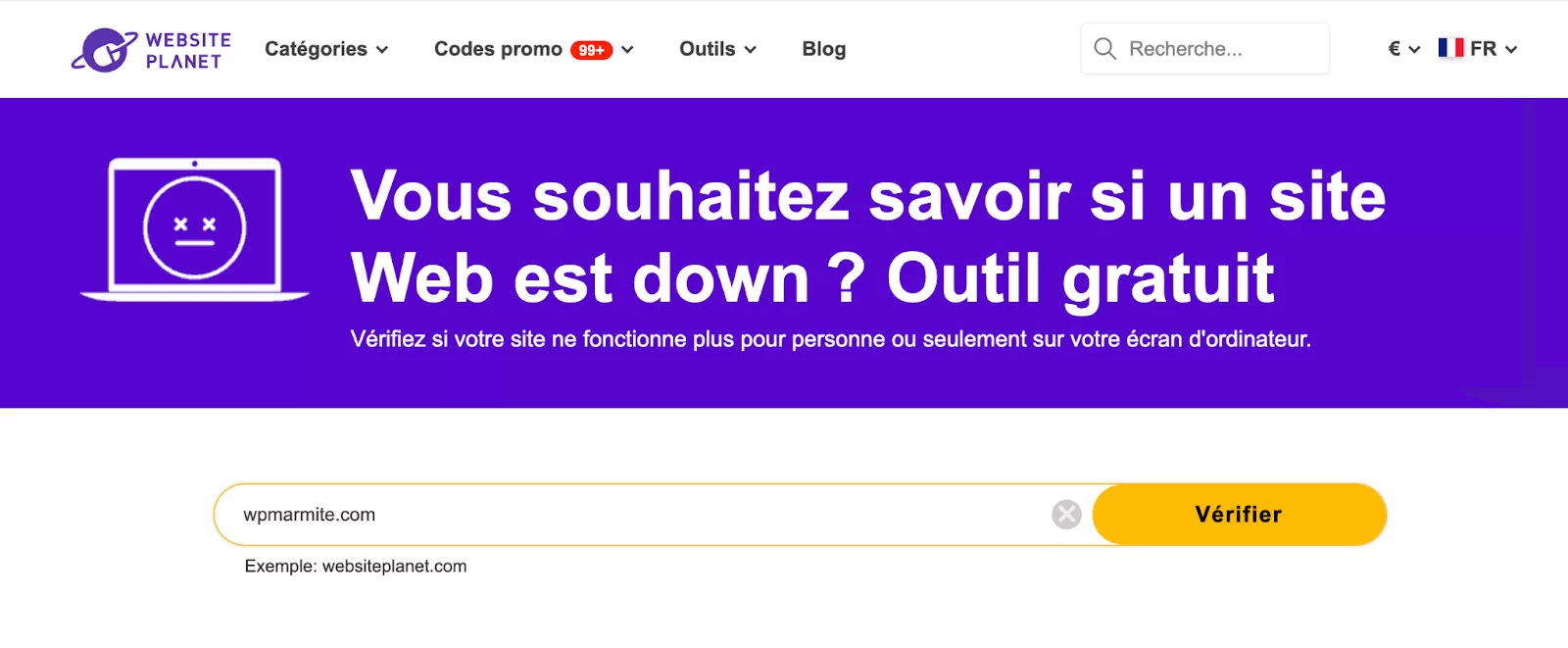 En cas d'erreur 504 Gateway Timeout, vous pouvez vérifier si le site est accessible.