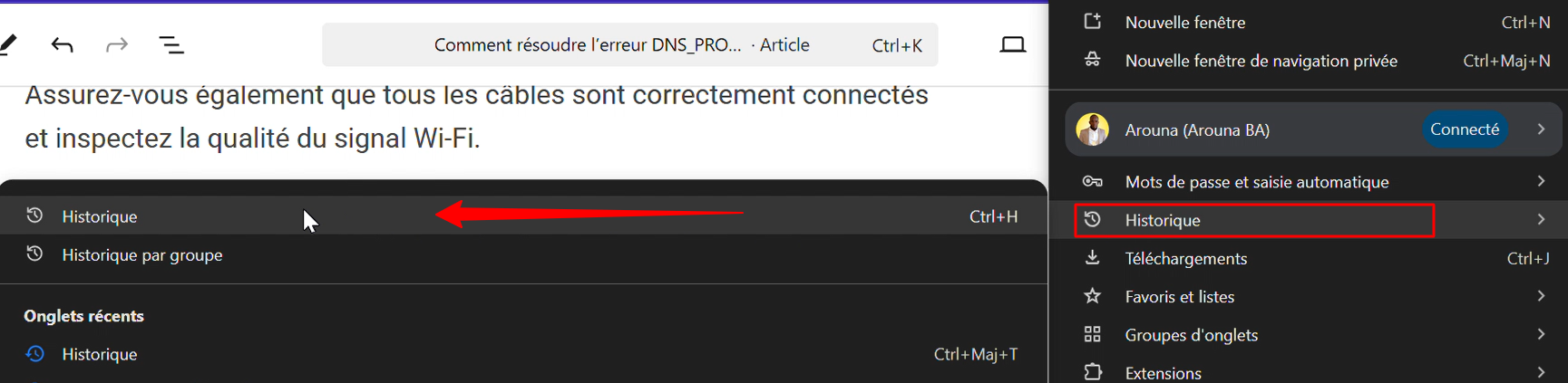 L'historique de navigation Chrome