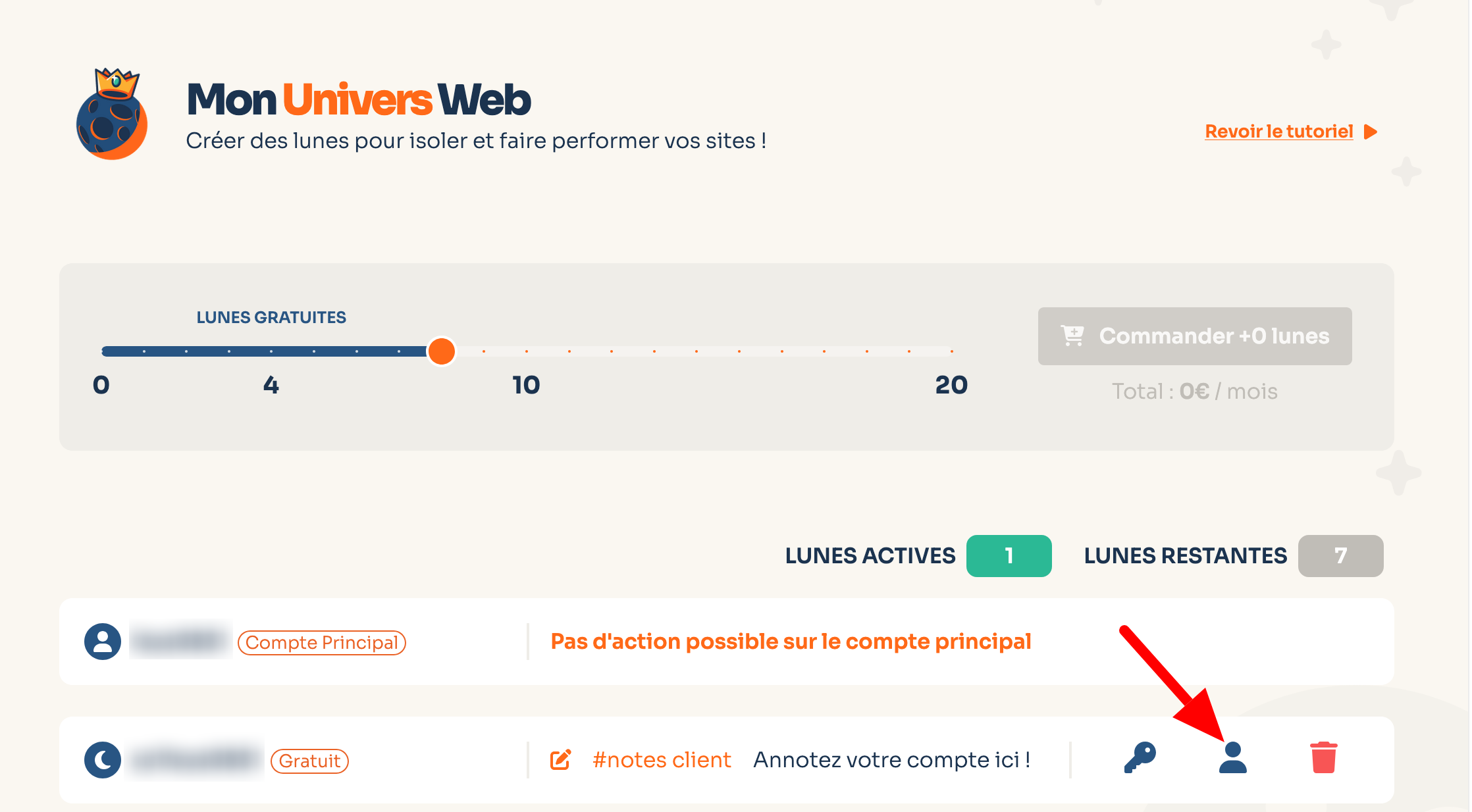 L'interface de connexion à un sous-compte d'hébergement sur cPanel.