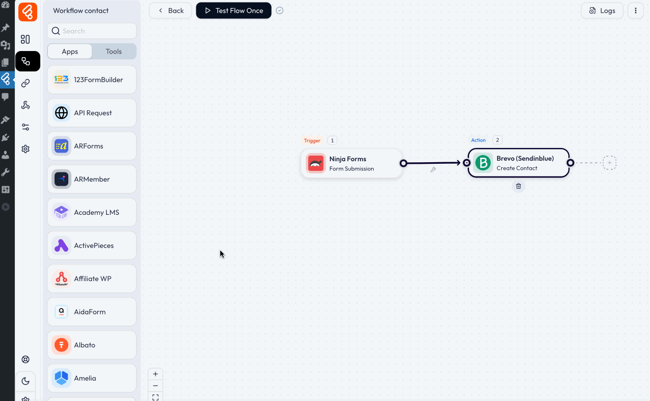 A gif demonstrating the drag-and-drop action in Bit Flows.
